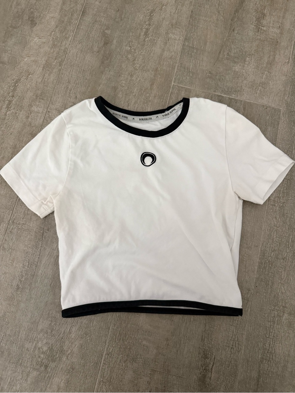 Marine Serre White logo Cropped Tee